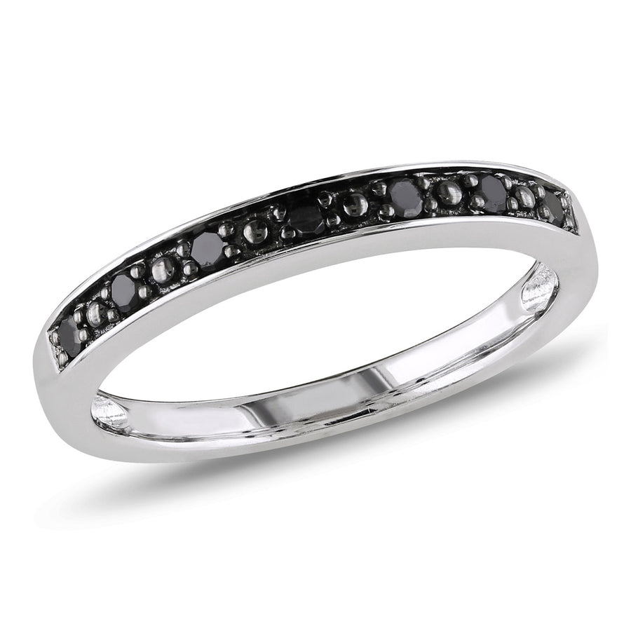 1/10 Carat (ctw) Black Diamond Wedding Band Ring in Sterling Silver with Black Rhodium Image 1