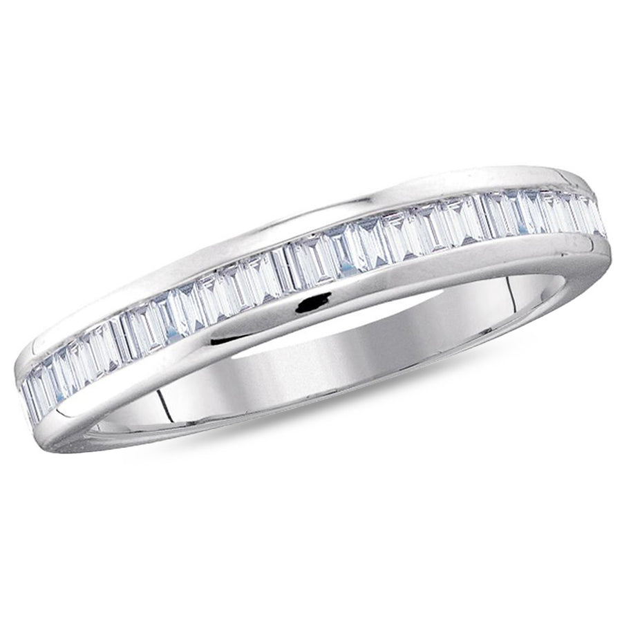 1/2 Carat (ctw J-KI2-I3) Baguette Diamond Wedding Anniversary Band Ring in 10K White Gold Image 1