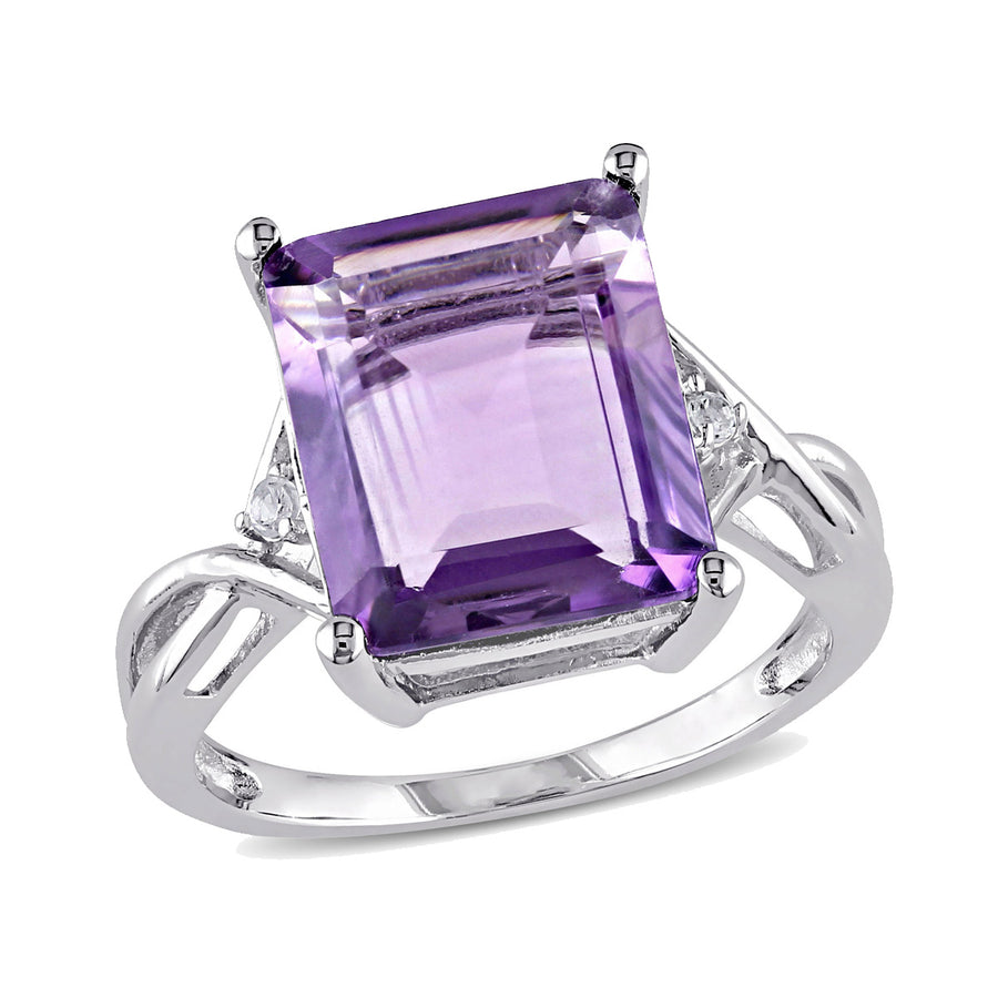 5.80 Carat (ctw) Amethyst and White Topaz Ring in Sterling Silver Image 1