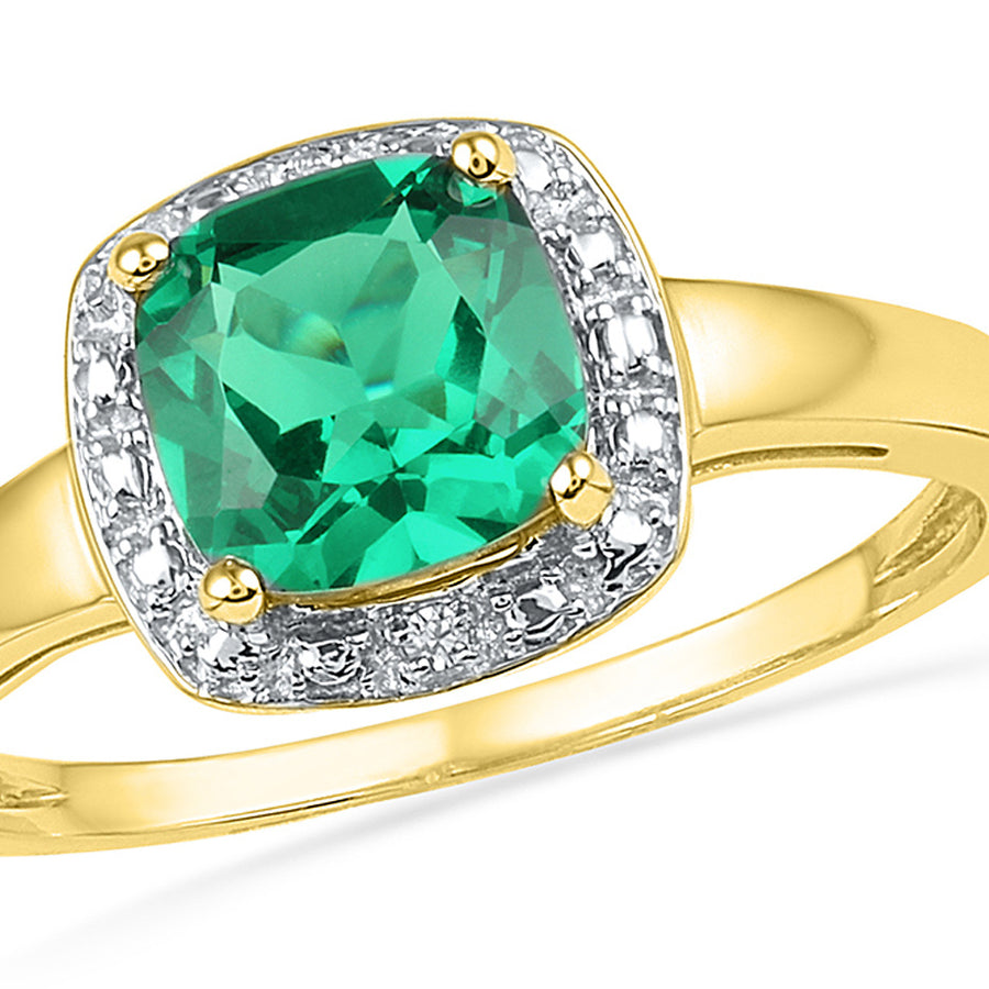 1.75 Carat (ctw) Lab-Created Princess Cut Emerald Ring in 10K Yellow Gold Image 1