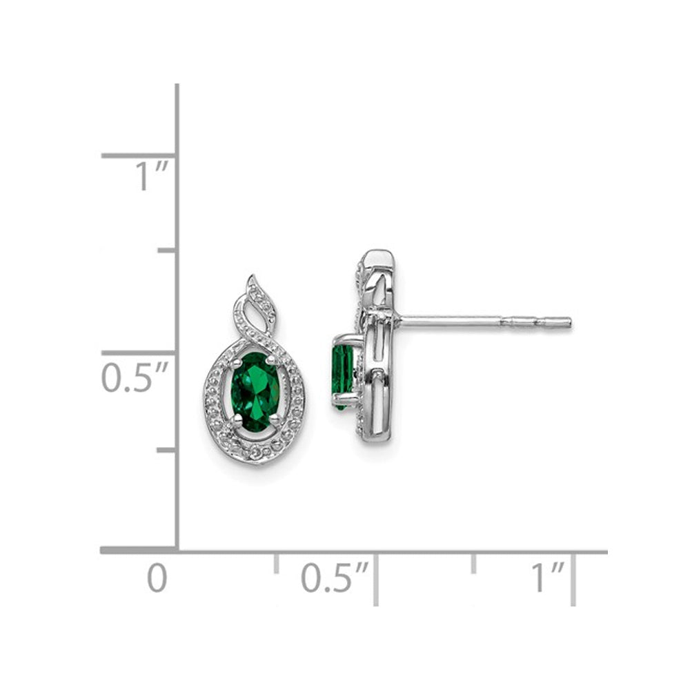 Lab-Created Green Emerald Post Earrings 2/5 Carat (ctw) in Sterling Silver Image 3