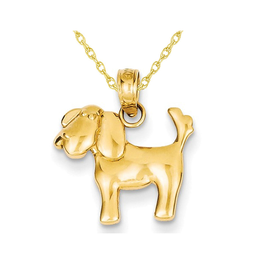 14K Yellow Gold Polished Dog Pendant Necklace with Chain Image 1