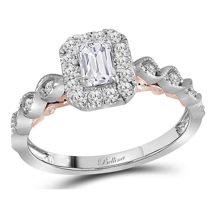 7/10 Carat (ctw G-HSI2-I1) Emerald Cut Diamond Engagement Ring in 14K White Gold Image 1