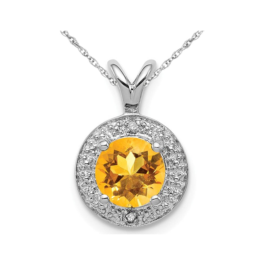 3/4 Carat (ctw) Citrine Drop Halo Pendant Necklace in Sterling Silver with Chain Image 1