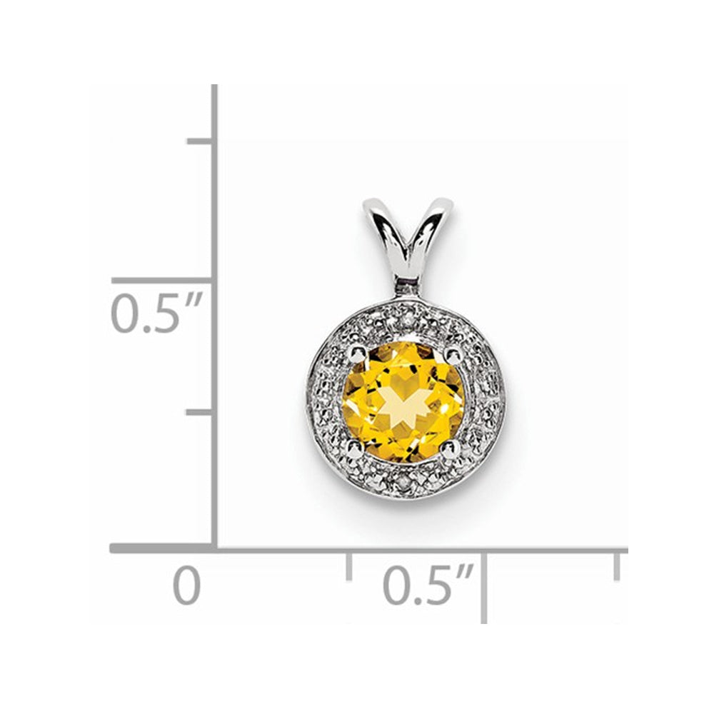 3/4 Carat (ctw) Citrine Drop Halo Pendant Necklace in Sterling Silver with Chain Image 2