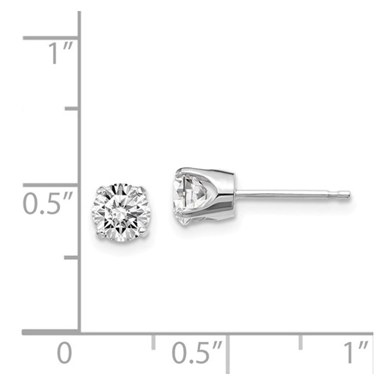 0.95 Carat (ctw I2K-L) Diamond Solitaire Stud Earrings in 14K White Gold Image 2
