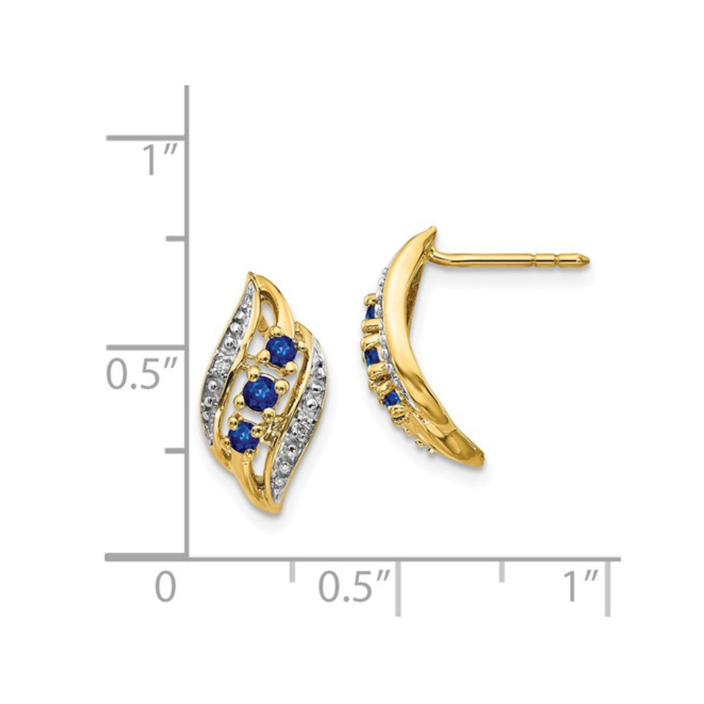 1/4 Carat (ctw) Blue Sapphire Button Earrings in 14K Yellow Gold Image 2