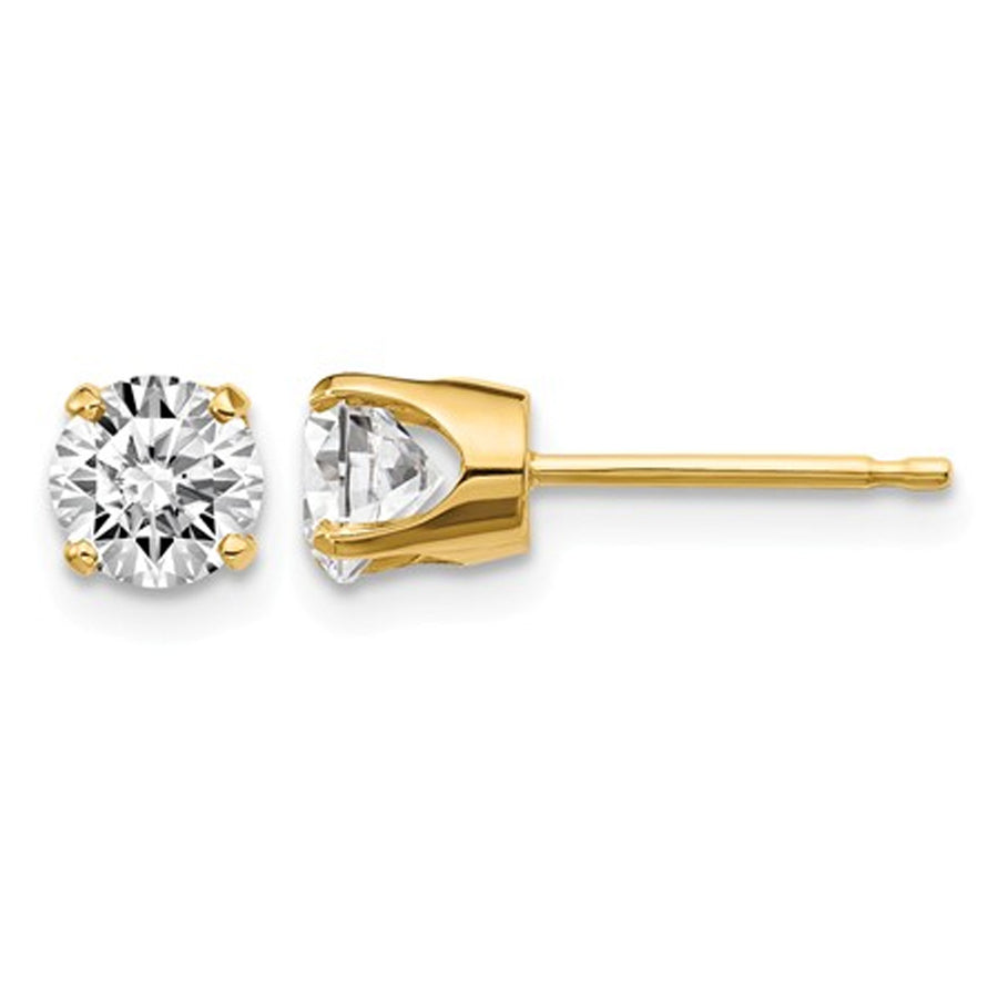 0.95 Carat (ctw I2K-L) Diamond Solitaire Stud Earrings in 14K Yellow Gold Image 1