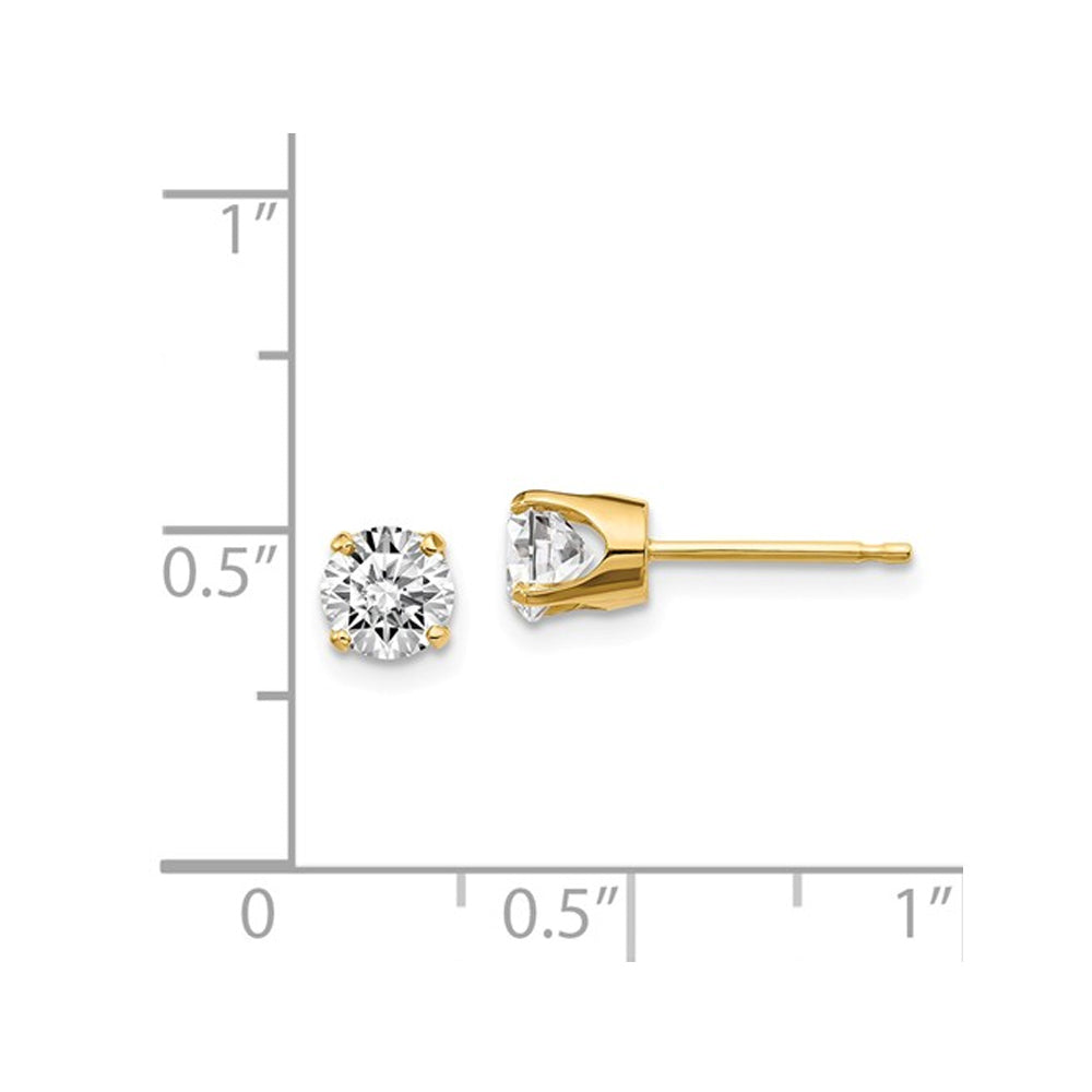 0.95 Carat (ctw I2K-L) Diamond Solitaire Stud Earrings in 14K Yellow Gold Image 2