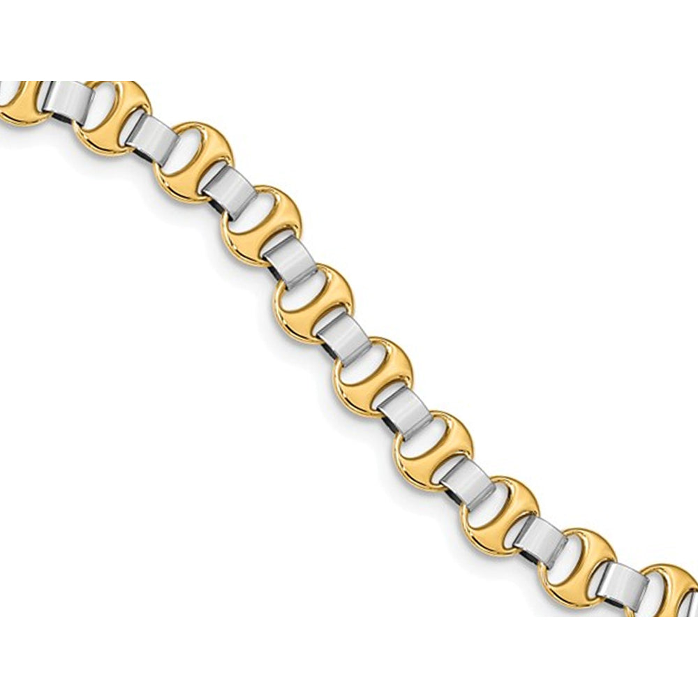 Two Tone 14K White and Yellow Gold Link Bracelet in Polished 14K Yellow Gold (7.50 Inches) Image 1