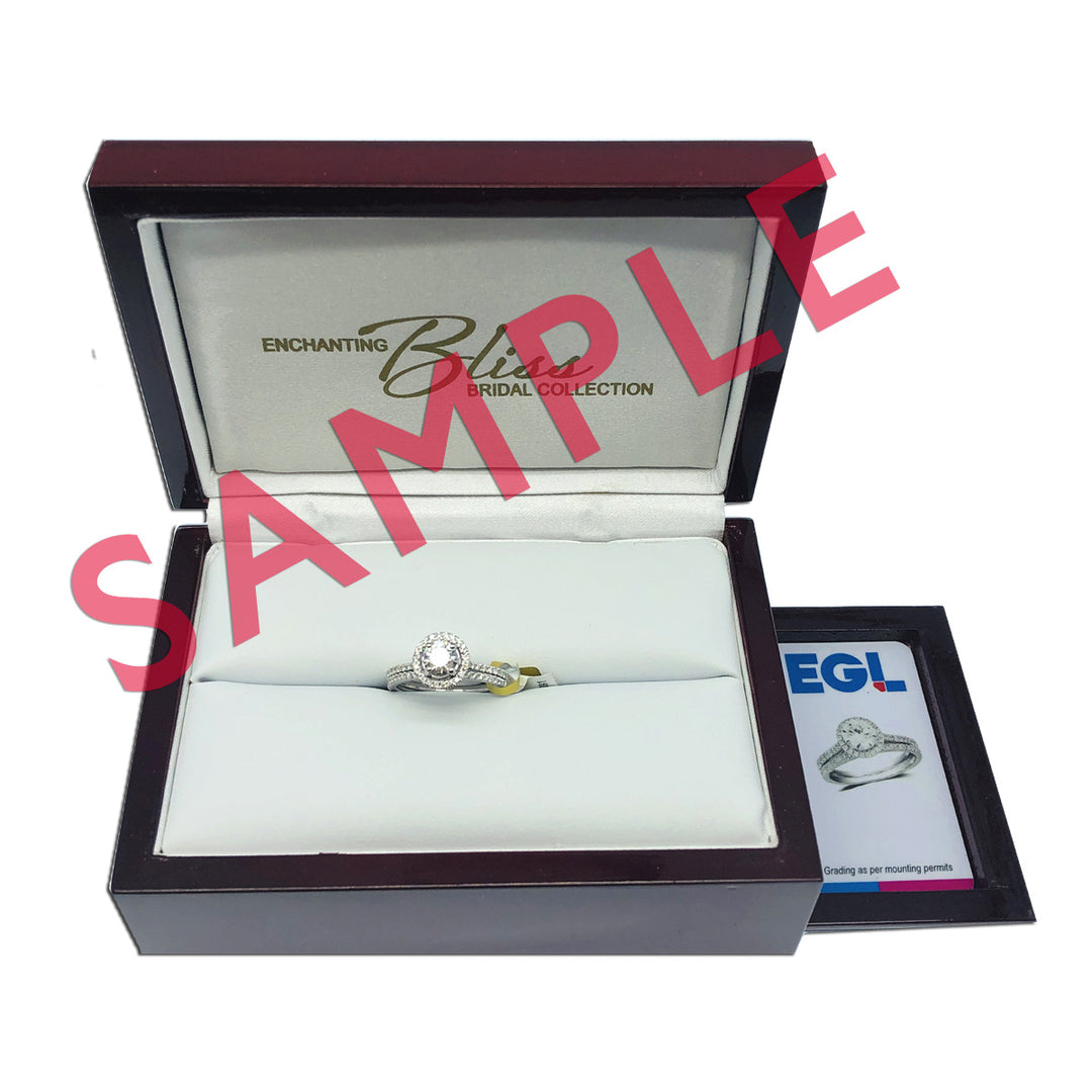 9/10 Carat (H-II1) Halo Diamond Engagement Ring Bridal Wedding Set in 14K White Gold Image 4