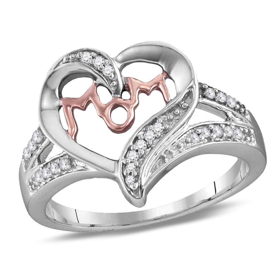 Accent Diamond Heart MOM Ring in Sterling Silver with Accent Diamonds 1/10 (ctw) Image 1