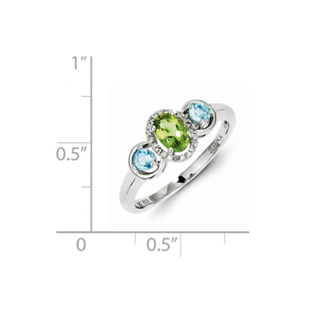 1/2 Carat (ctw) Peridot and Blue Topaz Ring in Sterling Silver Image 2
