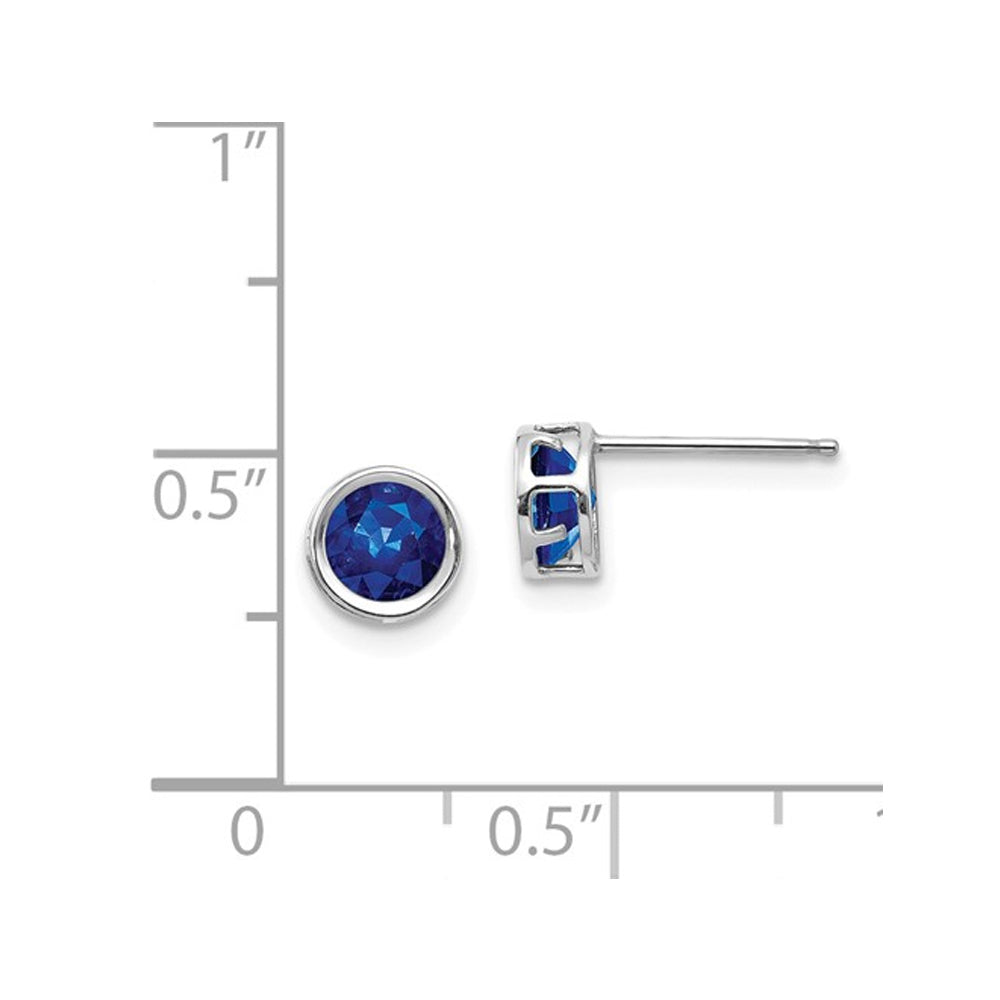 1.40 Carat (ctw) Natural Blue Sapphire Post Earrings 5mm in 14K White Gold Image 2