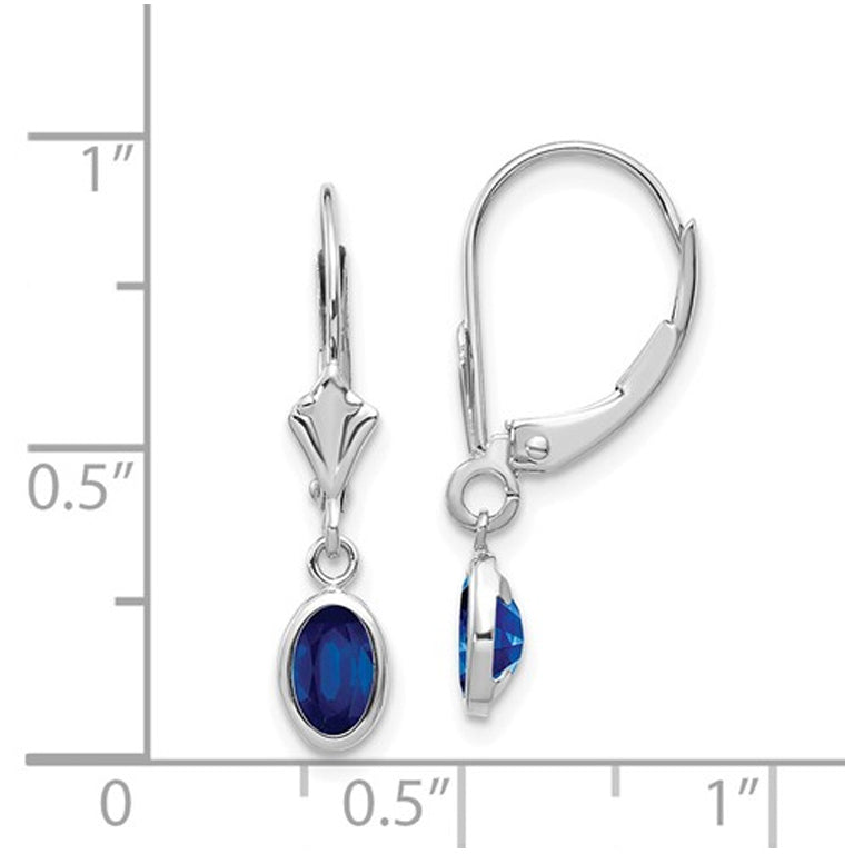 1.30 Carat (ctw) Blue Sapphire Dangle Earrings in 14K White Gold Image 2
