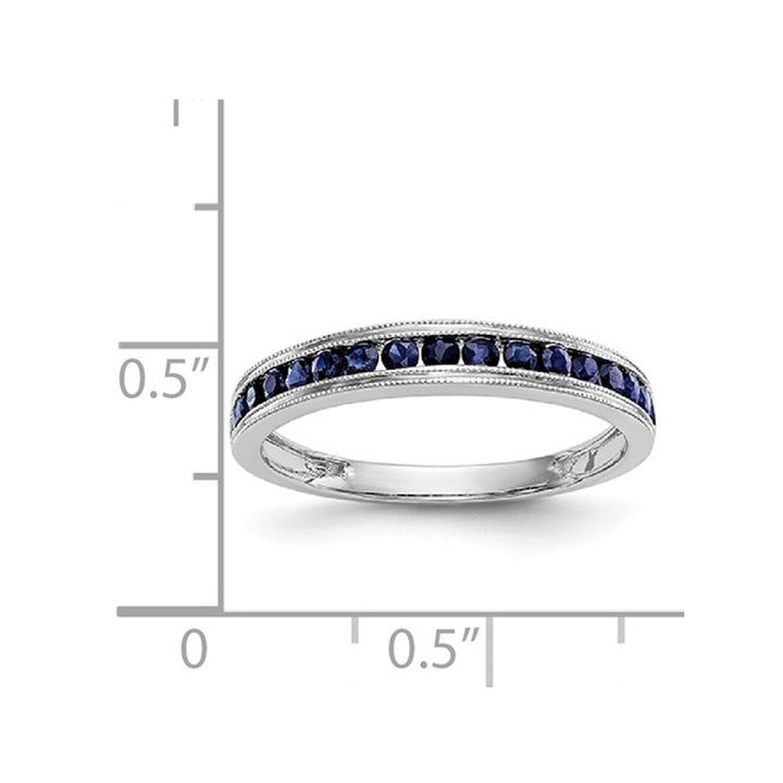 1/4 Carat (ctw) Natural Blue Sapphire Wedding Band Ring in 14K White Gold (SIZE 7) Image 3