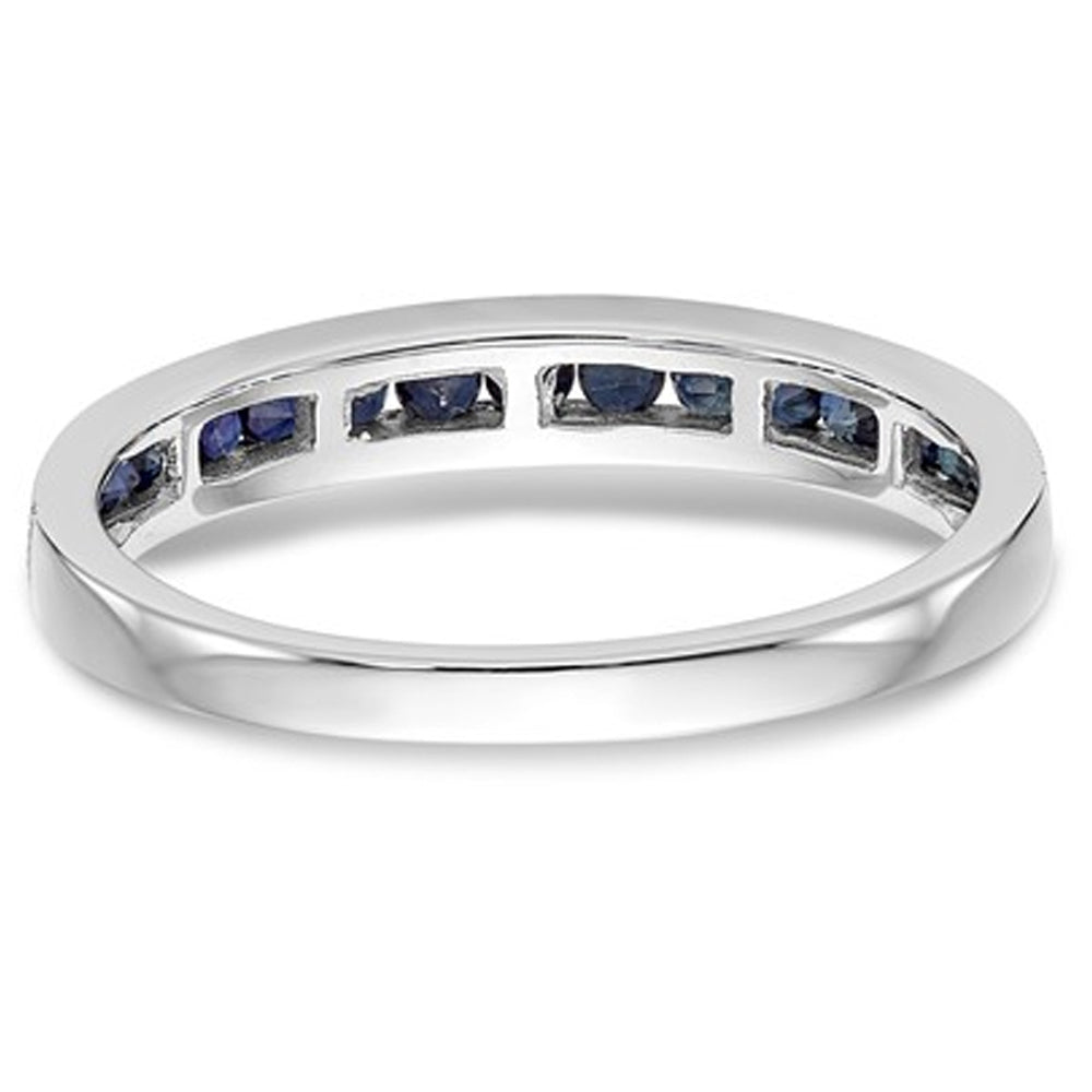 1/4 Carat (ctw) Natural Blue Sapphire Wedding Band Ring in 14K White Gold (SIZE 7) Image 4