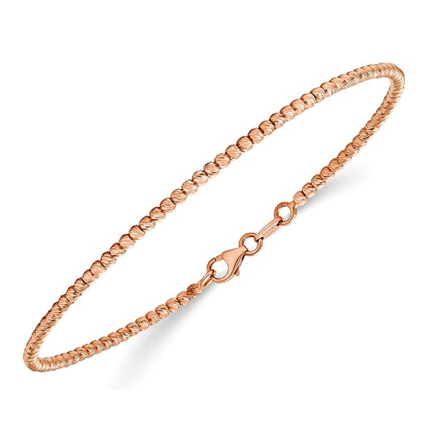 14K Rose Pink Gold Polished Beaded Bracelet Image 1
