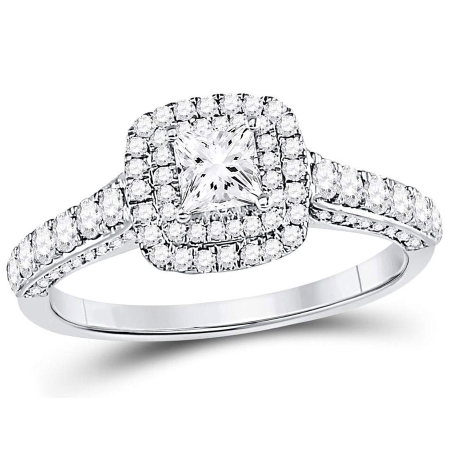 7/8 Carat (ctw G-HI1) Princess Cut Diamond Engagement Ring in 14K White Gold Image 1