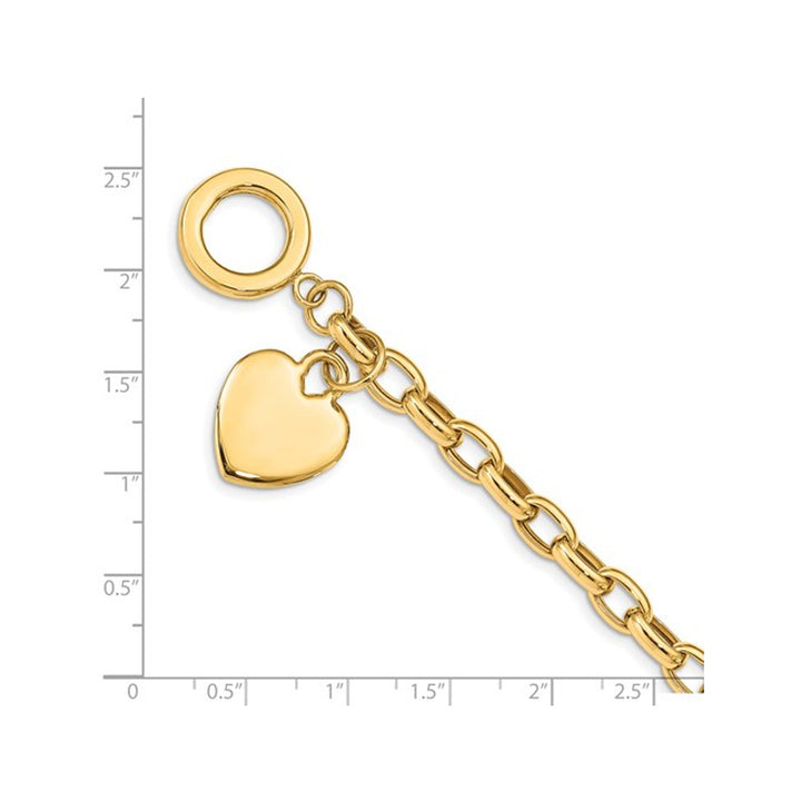 14K Yellow Gold Toggle Heart Tag Charm Link Bracelet Image 3