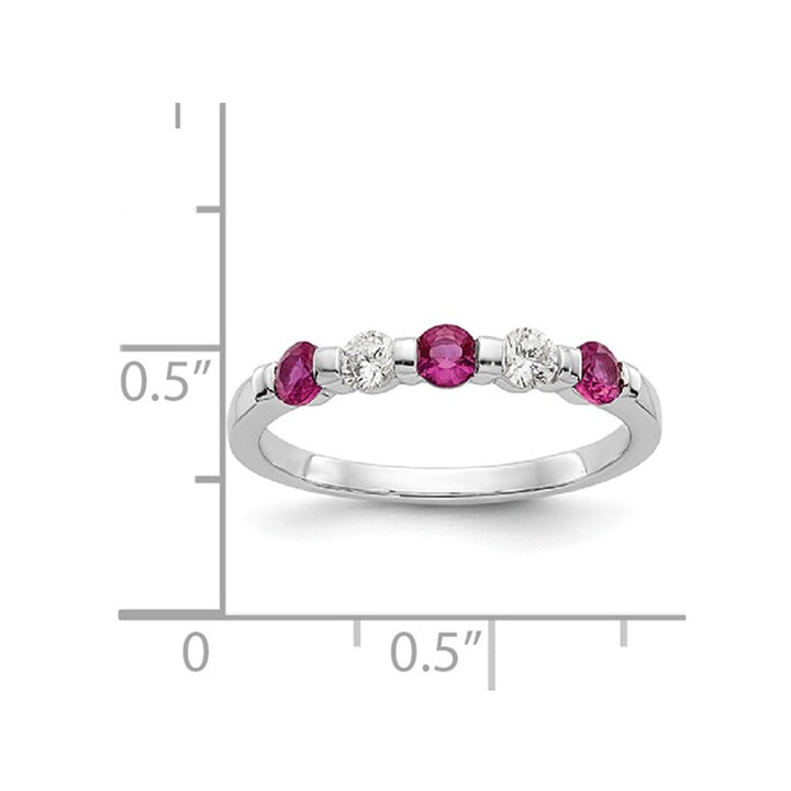 3/10 Carat (ctw) Natural Ruby Ring in 14K White Gold with Diamonds Image 3