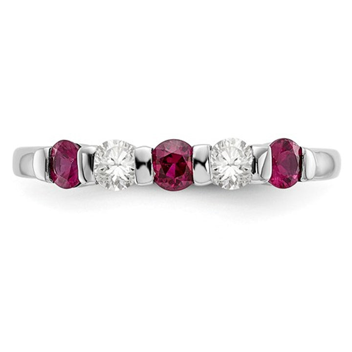 3/10 Carat (ctw) Natural Ruby Ring in 14K White Gold with Diamonds Image 4