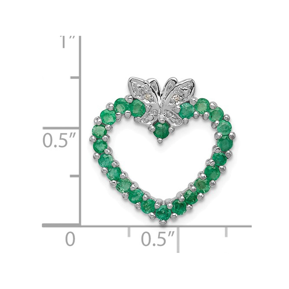 4/5 Carat (ctw) Natural Green Emerald Heart Pendant Necklace in Sterling Silver with Chain Image 2