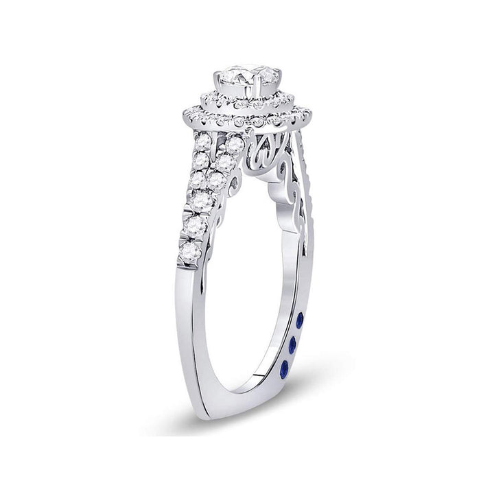 2/3 Carat (ctw G-HI1-I2) Diamond Engagement Step Halo Ring in 14K White Gold Image 3