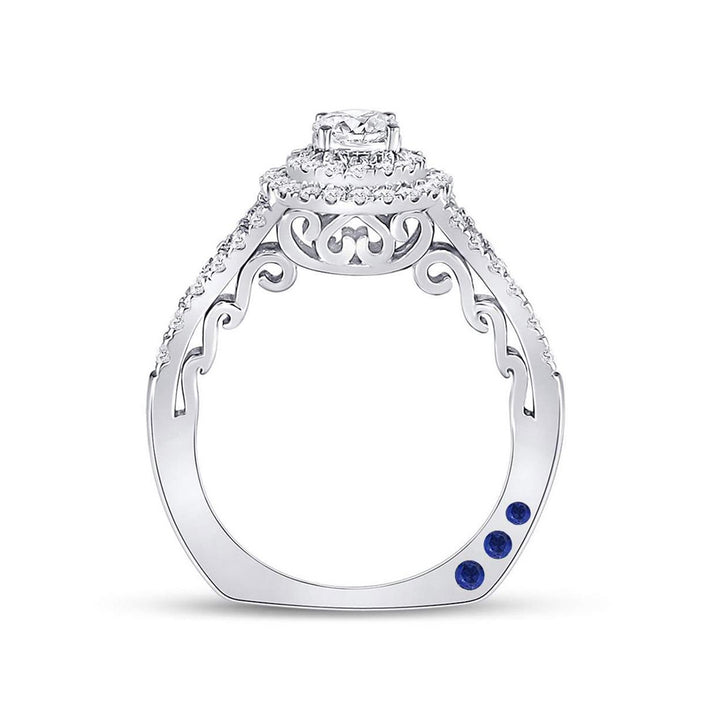 2/3 Carat (ctw G-HI1-I2) Diamond Engagement Step Halo Ring in 14K White Gold Image 4