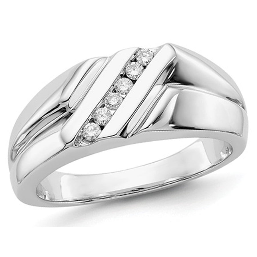 Mens 14K White Gold Diamond Ring 1/7 Carat (ctw H-II2-I3) Image 1