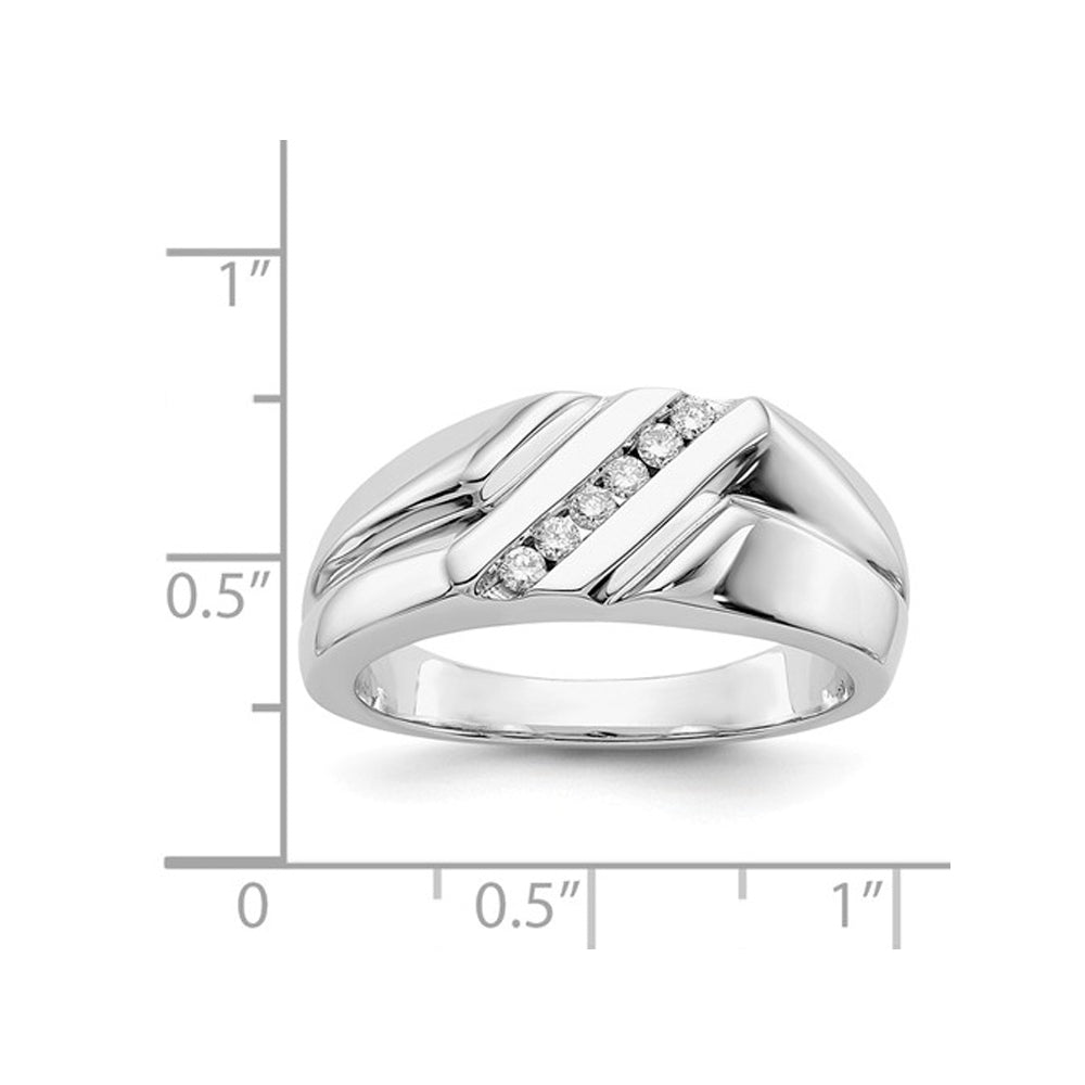 Mens 14K White Gold Diamond Ring 1/7 Carat (ctw H-II2-I3) Image 2