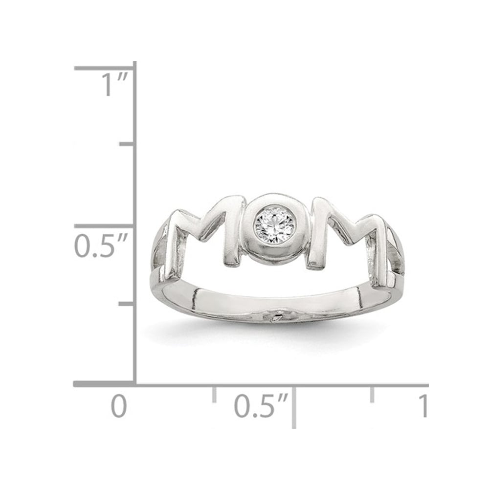 Sterling Silver Polished MOM Ring with Synthetic Cubic Zirconia (CZ) Image 2