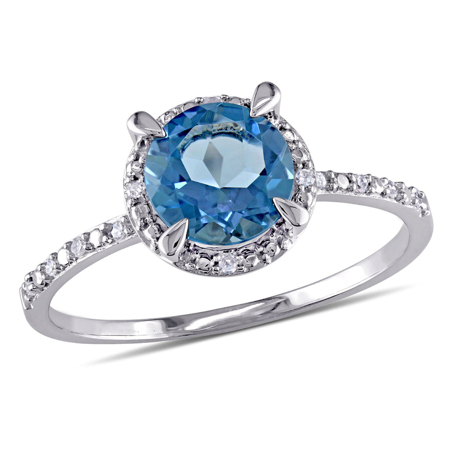 1.60 Carat (ctw) London Blue Topaz Solitaire Ring in 10K White Gold Image 1