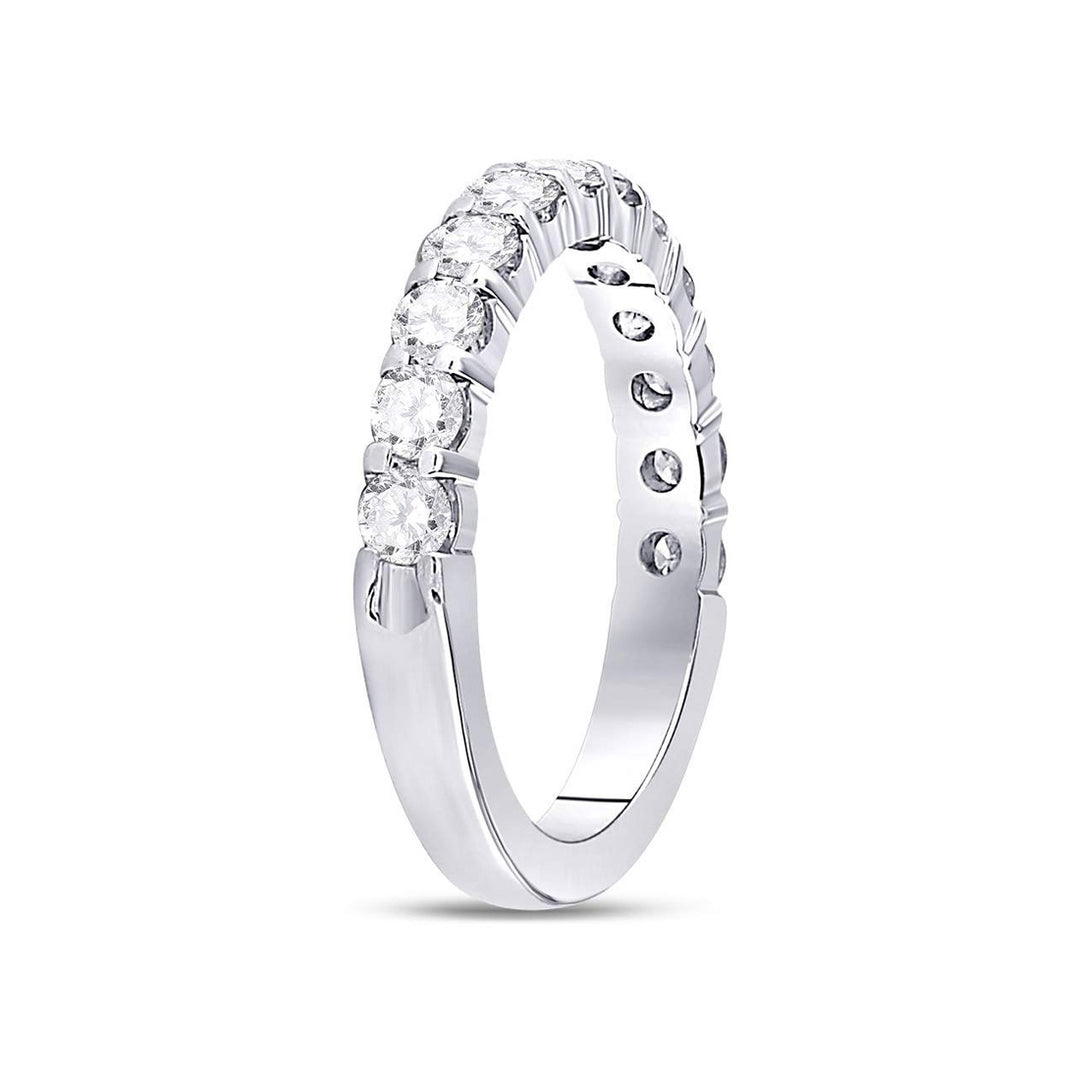 1.00 Carat (ctw G-HI2-I3) Diamond Wedding Anniversary Band Ring in 14K White Gold Image 3
