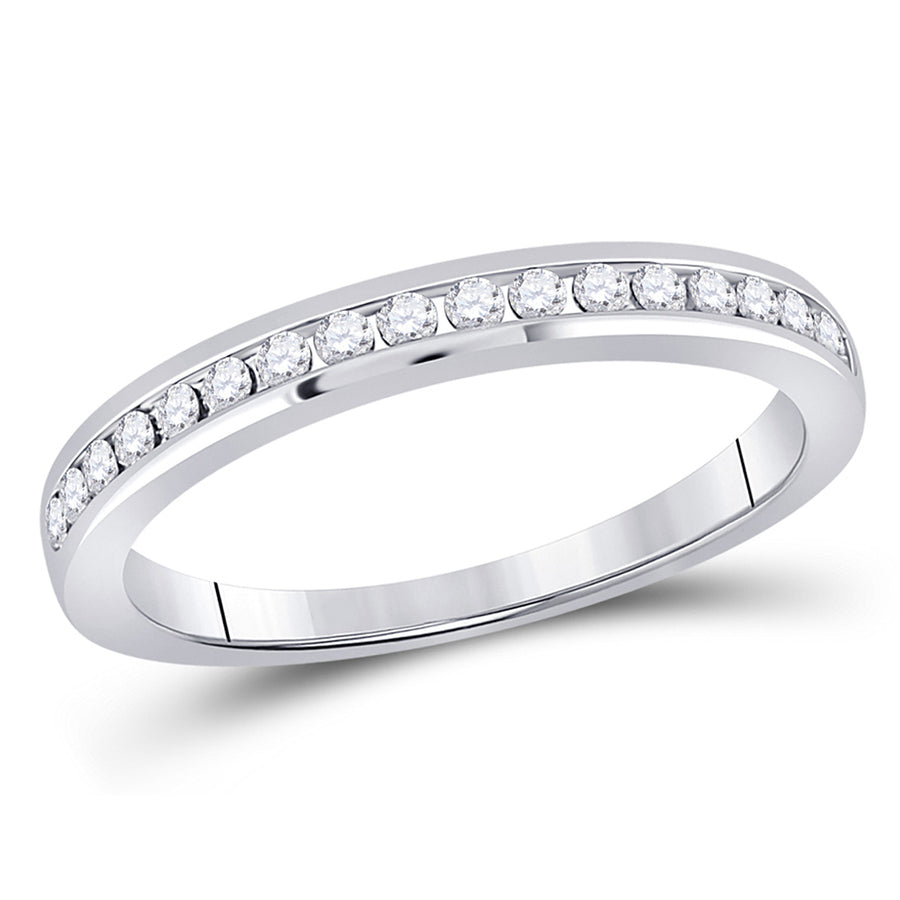 1/4 Carat (ctw H-I I2-I3) Channel Set Diamond Wedding Band Ring in 14K White Gold Image 1