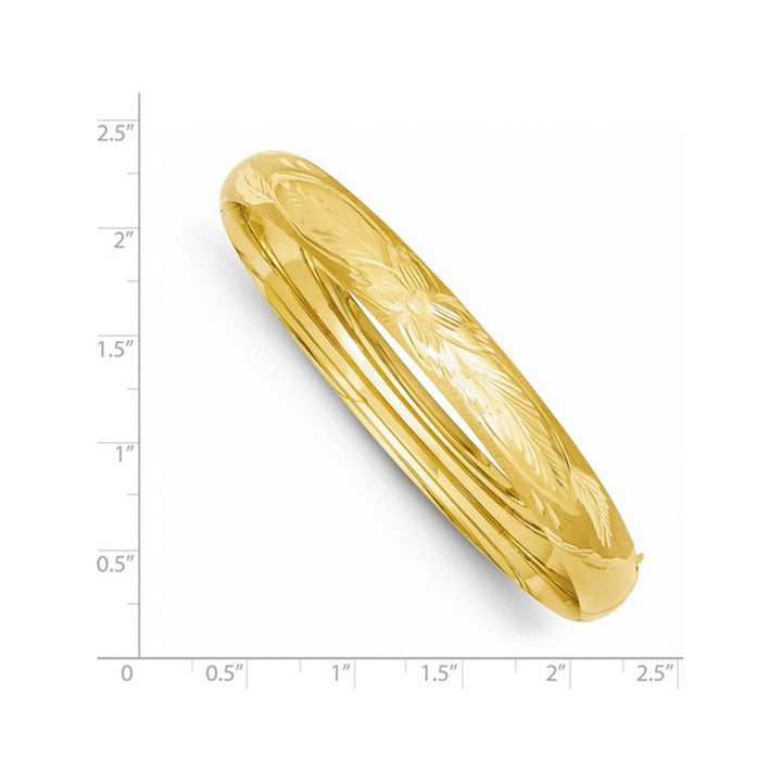 14K Yellow Gold Florentine Engraved Hinged Bangle Bracelet (8.00 mm) Image 2