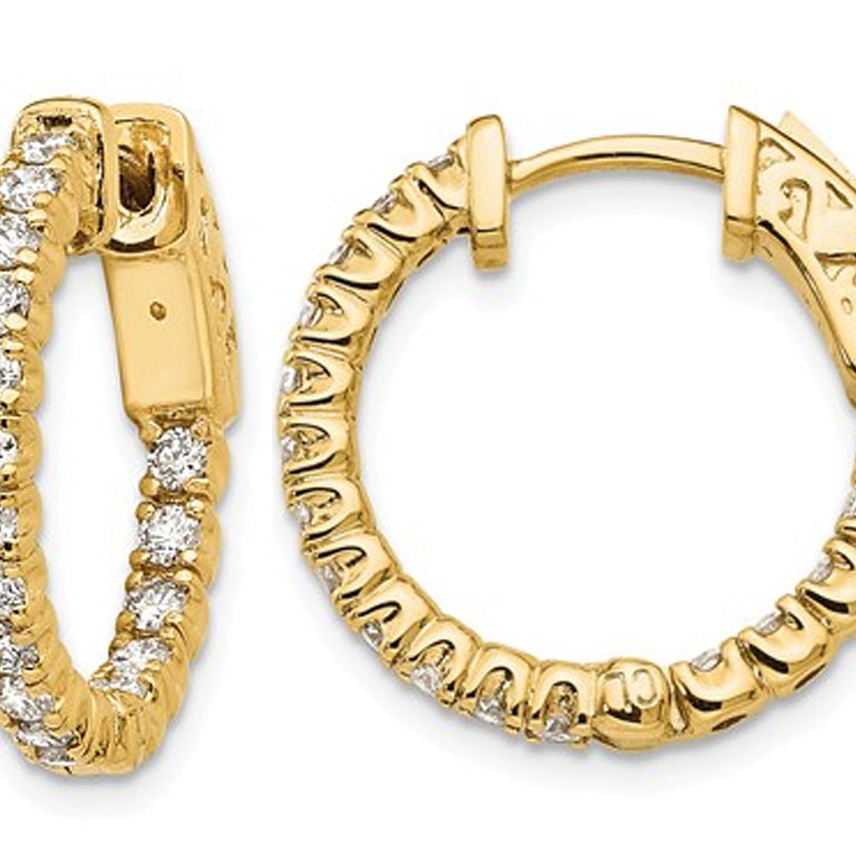 9/10 Carat (ctw VS2-SI1E-F) Lab Grown Diamond Hoop Earrings in 14K Yellow Gold Image 1