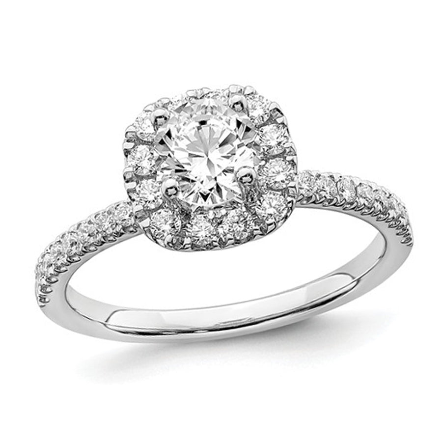 1/2 Carat (ctw G-H-ISI1-SI2) Lab Grown Diamond Engagement Halo Ring in 14K White Gold Image 1