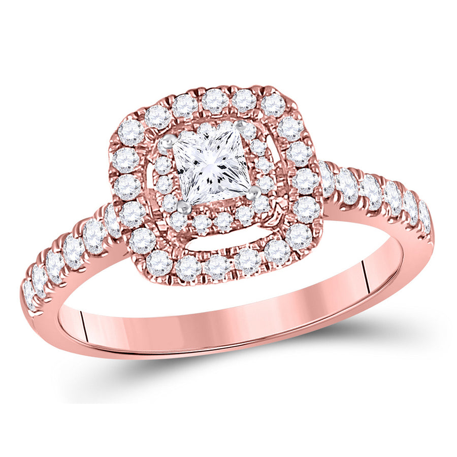3/4 Carat (G-HI1-I2) Princess-Cut Diamond Engagement Ring in 14K Rose Pink Gold Image 1