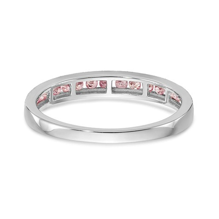 1/4 Carat (ctw) Pink Sapphire Wedding Band Ring in 14K White Gold Image 3