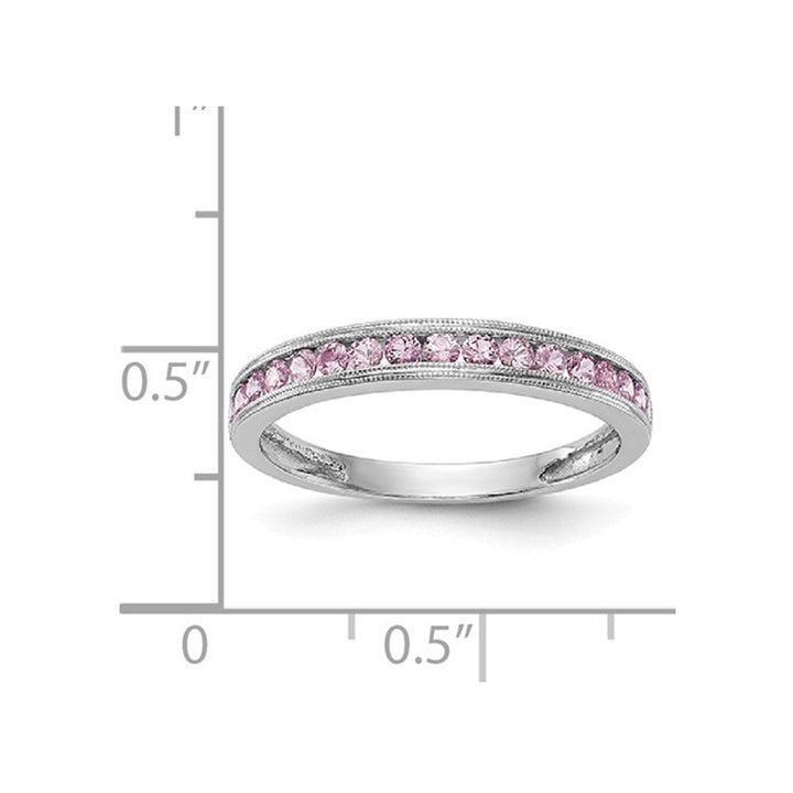 1/4 Carat (ctw) Pink Sapphire Wedding Band Ring in 14K White Gold Image 4