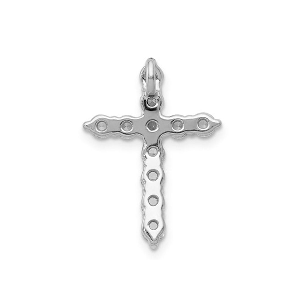 3/4 Carat (ctw) Diamond Cross Pendant Necklace in 14K White Gold with Chain Image 3