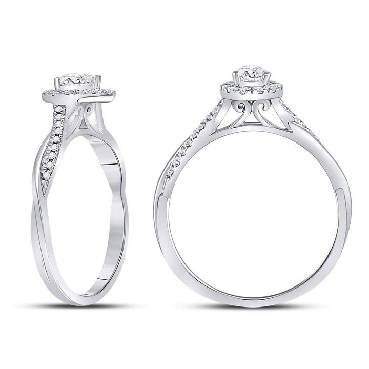 1/3 Carat (ctw G-HI1) Pear Drop Diamond Engagement Ring in 14K White Gold Image 3