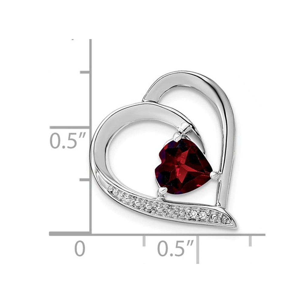 1.35 Carat (ctw) Garnet Heart Pendant Necklace in Sterling Silver with Chain Image 2