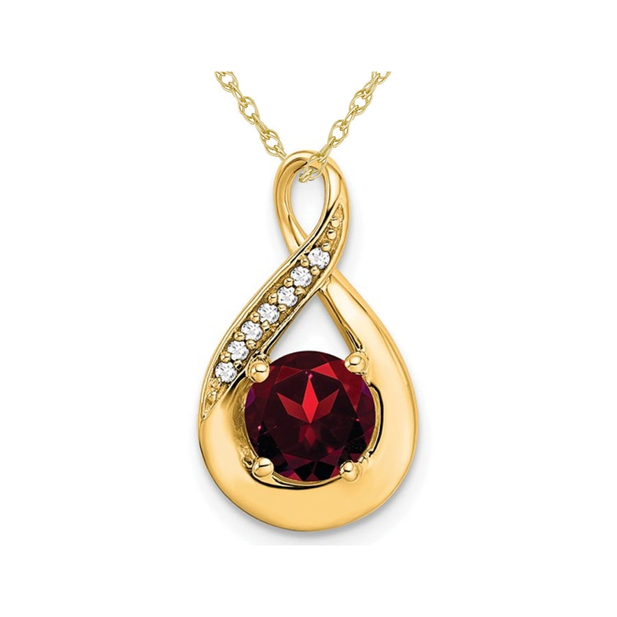 4/5 Carat (ctw) Natural Garnet Drop Infinity Pendant Necklace in 14K Yellow Gold with Chain Image 1