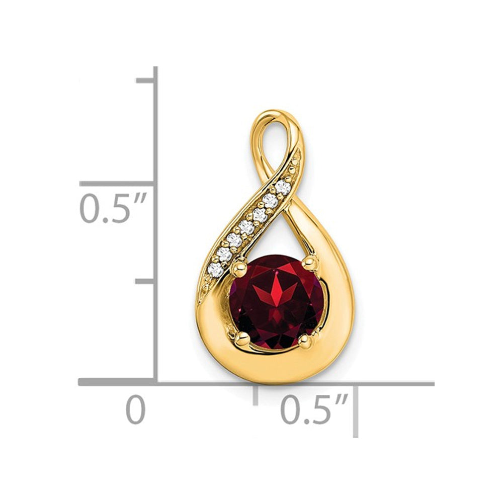 4/5 Carat (ctw) Natural Garnet Drop Infinity Pendant Necklace in 14K Yellow Gold with Chain Image 2