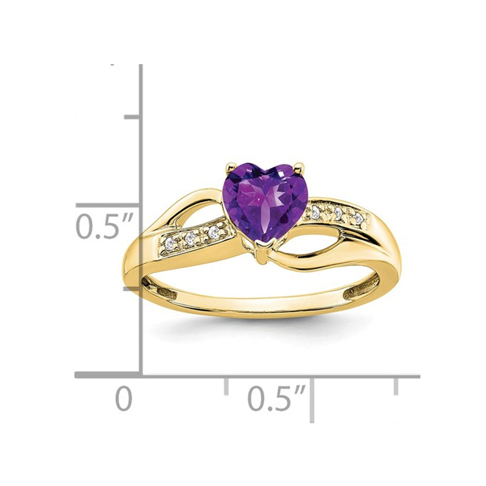 5/8 Carat (ctw) Amethyst Heart Promise Ring in 10K Yellow Gold Image 2