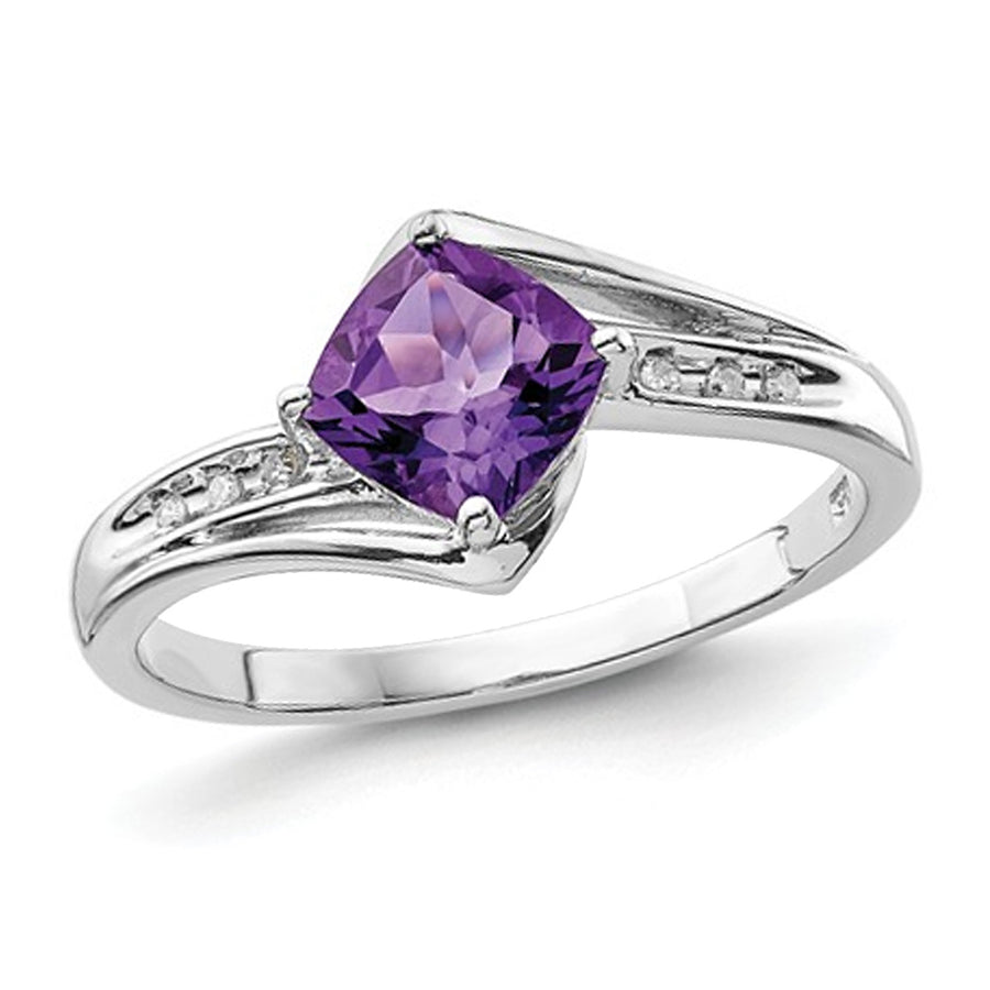 1.25 Carat (ctw) Natural Cushion-Cut Amethyst Ring in Sterling Silver Image 1