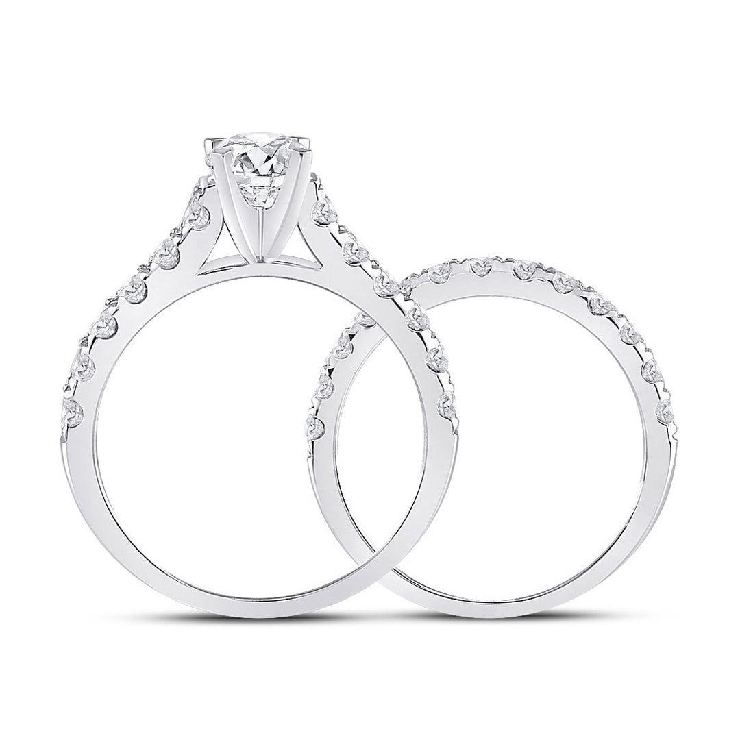 2.00 Carat (Color G-HI1-I2) Diamond Engagement Ring and Wedding Band Set in 14K White Gold Image 3