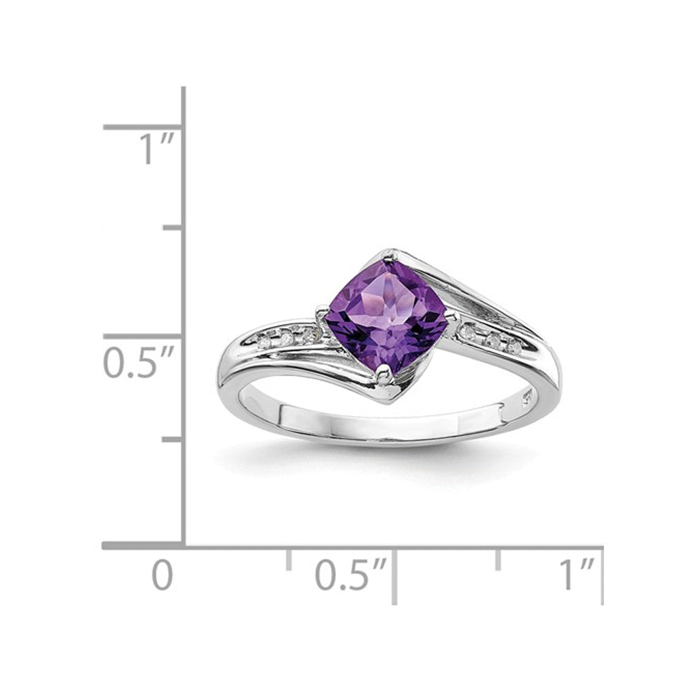 1.25 Carat (ctw) Natural Cushion-Cut Amethyst Ring in Sterling Silver Image 2